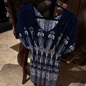 Navy and White Patterned Dress